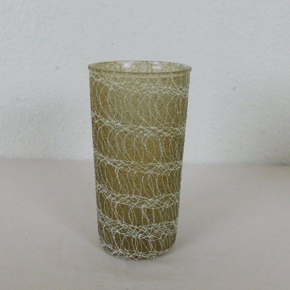 Spaghetti String Glasses Tumblers 3 Vintage Set Mid Century Rubber Drinking Cups - Picture 7 of 9